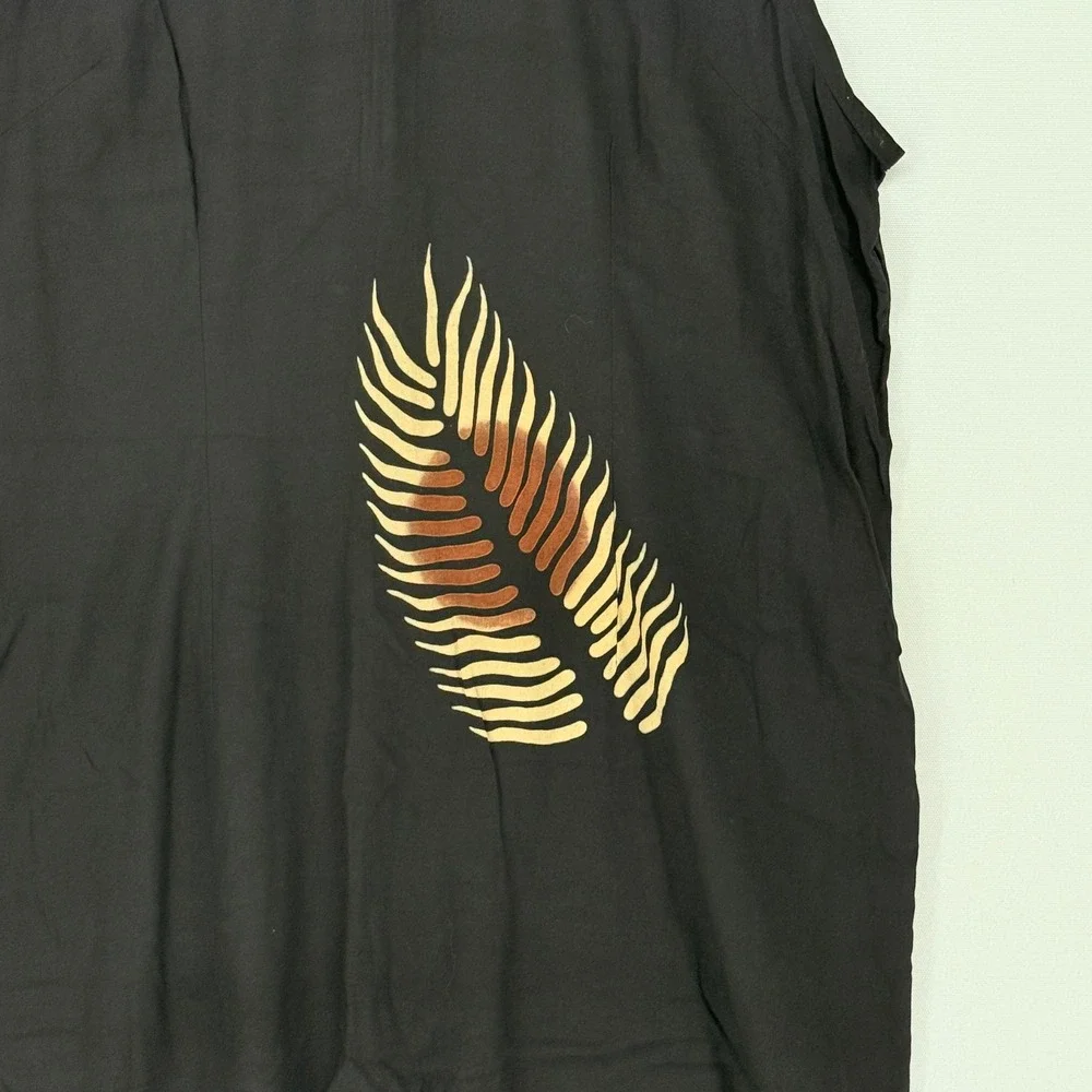 Hilo Hattie Island Collections Palm Leaf Shift Dress Womens XL Black Tan Resort